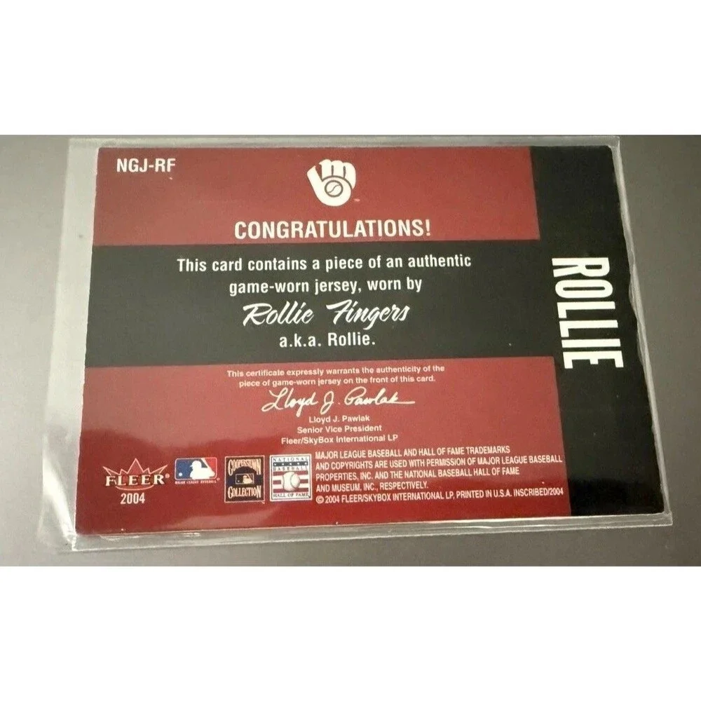 2004 Fleer Inscribed Rollie Fingers game Worn Jersey /150 Gold Foil